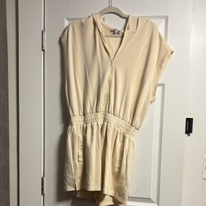 Fashion Nova Cream Hooded Jumpsuit